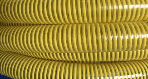 Шланг гофрированный ПВХ желтый напорно-всасывающий (Солнце) 45 мм (30м) Россия (фото)